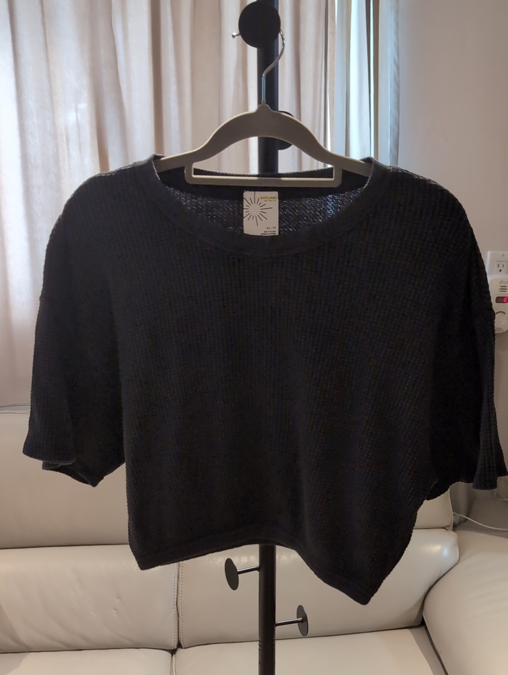 aerie Gray Short-Sleeve Cropped Knit Top